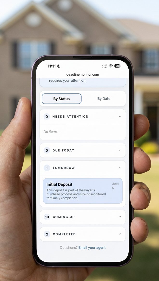 Client viewing transaction timeline on mobile